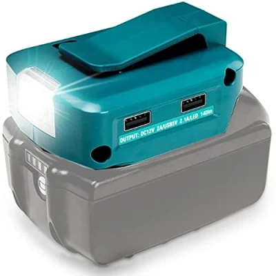 Afbeelding van Geelink Adp05 Stroombron Compatibel met Makita 14.4v/18v Batterij Adapter Converter Dual USB Telefoon Oplader DC poort Draadloze Zaklamp