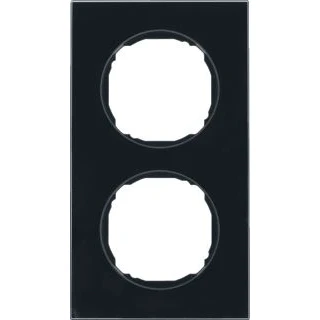 Afbeelding van hager berker 2 voudig afdekraam voor wandgoot montage vert hori klem glans glas ip20 zwart ral8022 10122616