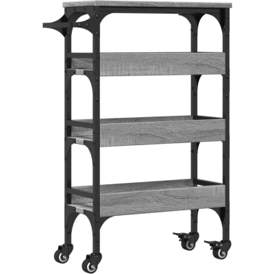 Afbeelding van vidaXL Keukentrolley 53x20x76 cm bewerkt hout grijs sonoma eiken
