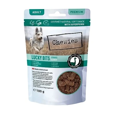 Afbeelding van 100g Chewies Lucky Bits Adult Strauß Hundesnacks