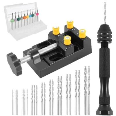 Afbeelding van mizikuu Comius 37 delige mini handboorset voor handwerk, schroefstok, precisie spiraalboor met boorschroefstok, handmatige boorset modellen Hobby DIY 0,3 1,2 mm PCB boor