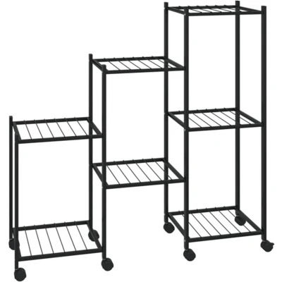 Afbeelding van Bloemenstandaard met wielen 83x25x83,5 cm ijzer zwart