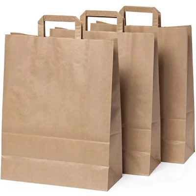 Afbeelding van Draagtas papier Middel Bruin 250 stuks 26+17x27cm