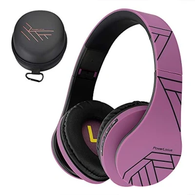 Afbeelding van PowerLocus P2 Draadloze Over Ear Koptelefoon Inklapbaar Bluetooth Hoofdtelefoon Met microfoon Headphone Micro SD mode Incl. Carry Case Zwart/Purper