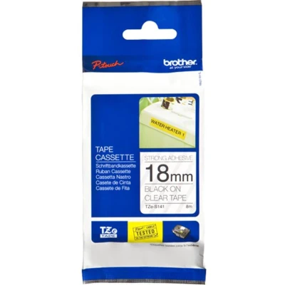 Afbeelding van Brother TZe S141 Tape Zwart op transparant (18 mm)