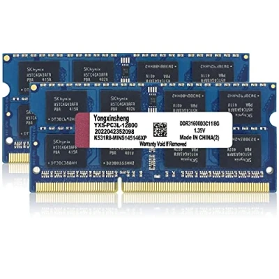 Afbeelding van DDR3L / DDR3 16GB Kit (8GBx2) Laptop RAM 1600MHz PC3L 12800 SODIMM Non ECC Unbuffered 1.35V 1.5V 2Rx8 Dual Rank 204 Pin CL11 Notebook Geheugen Computer Memory Upgrade (Blauw)