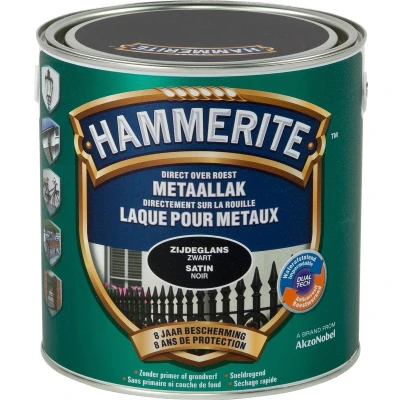 Afbeelding van Hammerite Metaallak Satin Zwart 2.5L
