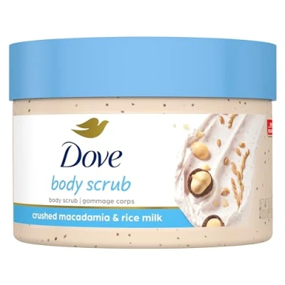 Afbeelding van Dove Crushed Macadamia &amp; Rice Milk Exfoliating Body Scrub Lichaamsscrub Bad Douche 298g
