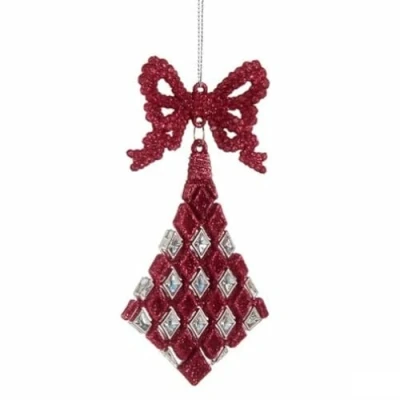 Afbeelding van Kerstversiering Lasso Ruiten Fuchsia Plastic Purpurine 7,5 x 1 15,5 cm (24 Stuks)