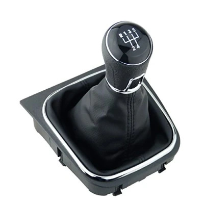 Afbeelding van L &amp; P Car Design L&amp;P A256 6 Schakelzak, schakelmanchet, zwart, 5 versnellingen, compatibel met VW Golf V VI frame, complete set, knopplug play reserveonderdeel voor 1K0711113 5K0711113