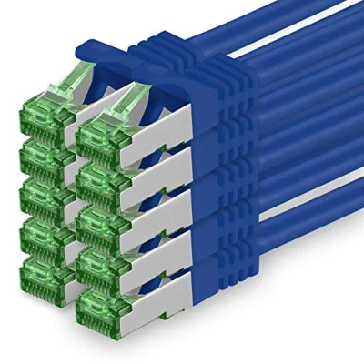 Afbeelding van 2 M Cat.7 netwerkkabel, 10 stuks Cat7 patchkabel Lan kabel Ethernet RJ45 Gbit/s (alle internetsnelheden) Blauw meter