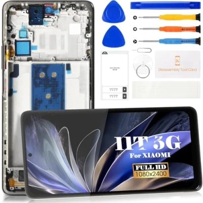 Afbeelding van Incell Voor Xiaomi 11T 5G LCD scherm Vervanging Pro 2107113SG 21081111RG Touch Digitizer Vergadering Reparatie Kits Met Frame (Zwart)