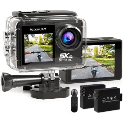 Afbeelding van Strex Action Camera 5K 50MP 60FPS / 30M Waterdicht WiFi Touchscreen Externe Microfoon Inclusief Accessoires Actiecamera Onderwatercamera