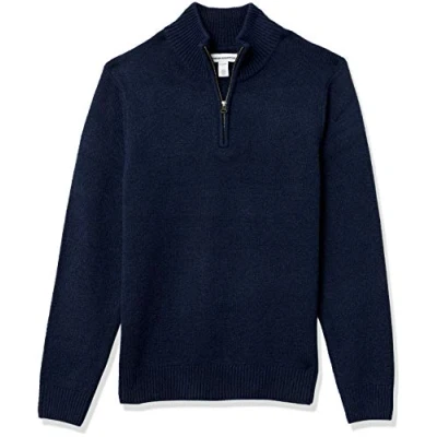 Afbeelding van Amazon Essentials Sweater met lange mouwen voor heren Zachte Touch Quarter Zip,marineblauw,XS