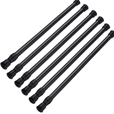 Afbeelding van SIQUK Set van 6 spanstangen, verstelbare veerkaststangen, zwarte uitschuifbare stang voor kledingkast, boekenplank, badkamer, 40 tot 70 cm