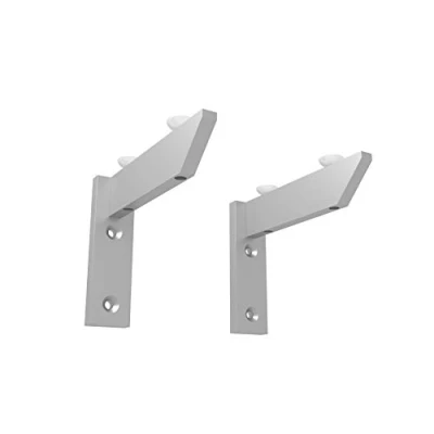 Afbeelding van Alusfera Plankbeugel, hoekdrager, metaal, rek, houders, glasplaat, plankdrager, plankhoek, zilver, zware lasten, 2 stuks systeem voor planken zilver 120 mm