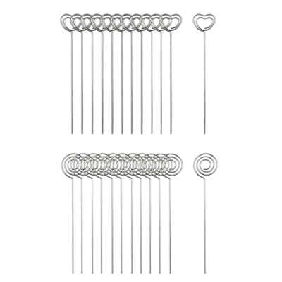 Afbeelding van QWORK® 60 stuks foto houder kaarthouders, metalen memo clip tafel nummer clips voor bruiloft taart decor ronde en hartvorm