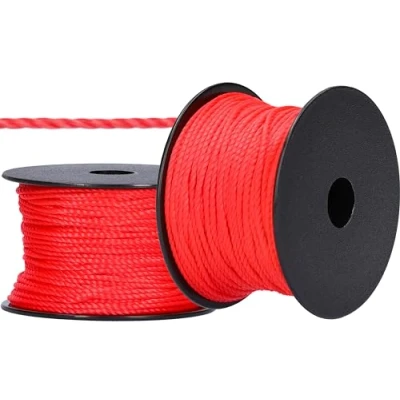 Afbeelding van ToolSpace Metselkoord 50m x 1,6mm Rood Polypropyleen zijde Nivelleerkoord Loodlijn Sterkte stukadoorskoord duurzaam &amp; scheurvast voor waterpas