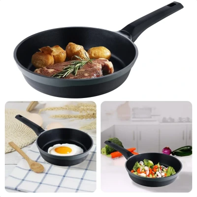 Afbeelding van Cheqo® Gastro Koekenpan Ø 24 Cm Inductie Heatdot Indicator Voor Alle Warmtebronnen Lage Voetafdruk Anti Aanbaklaag !00% Gerecycled Aluminium Soft Touch Handgreep