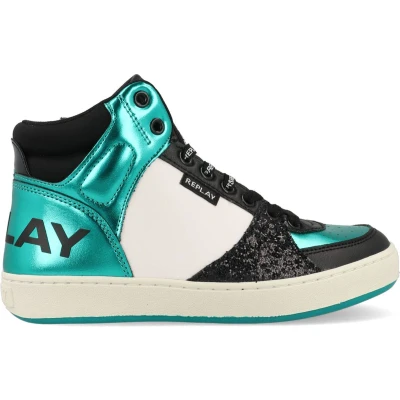 Afbeelding van Replay Sneakers hoog voor kinderen, Maat: 33, Green Leer
