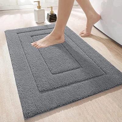 Afbeelding van Dexi badmat, antislip, zacht badkamertapijt, waterabsorberende machinewasbaar, badmat voor douche, bad en toilet, grijs, 50 x 80 cm