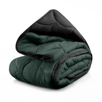 Afbeelding van Dekbed Lazy &amp; Dekbedovertrek in 1 Double Face Zwart / Donkergroen Easy zonder overtrek 140x200 cm (Eenpersoons) Sleeptime 300 gram per m²