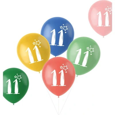 Afbeelding van Folat ballonnen Retro 11 Jaar Meerkleurig 33 cm 6 stuks