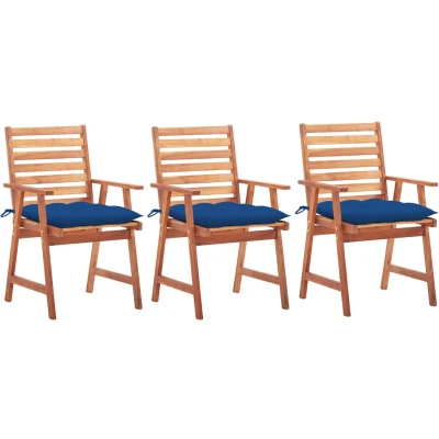 Afbeelding van vidaXL Tuinstoelen 3 st met kussens massief acaciahout