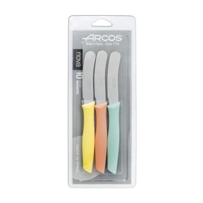 Afbeelding van Arcos Nova, set van 3 botermessen, roestvrij staal 70 mm, handvat,
