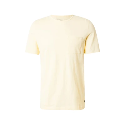 Afbeelding van s.Oliver Flamm MIT Brusttasche UND Offenen Kanten Tshirt basic, Heren, Maat: Large, Hellgelb