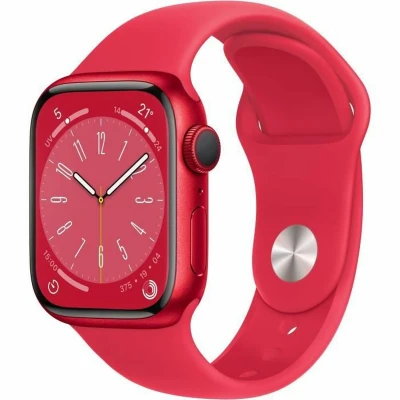 Afbeelding van Apple Watch Series 8 41mm Rood (Rode Siliconenband)