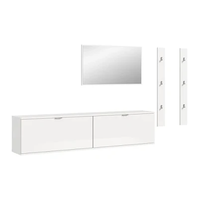 Afbeelding van ProjektX garderobe opstelling 4 delen wit hoogglans.