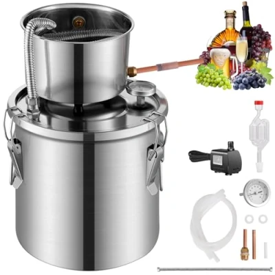 Afbeelding van VEVOR alcoholdestillatiesysteem 11,4L distilleerder waterpomp 2 thermometers