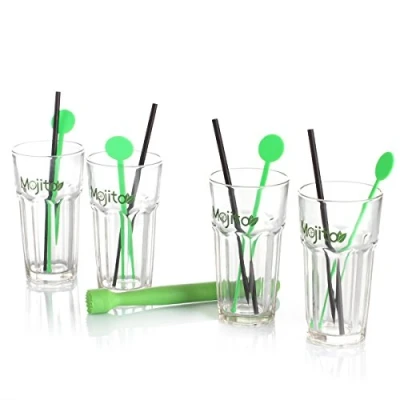 Afbeelding van Secret de Gourmet Cocktails/Mojito glazen set 4x stuks met accessoires 360 ml Cocktailglazen