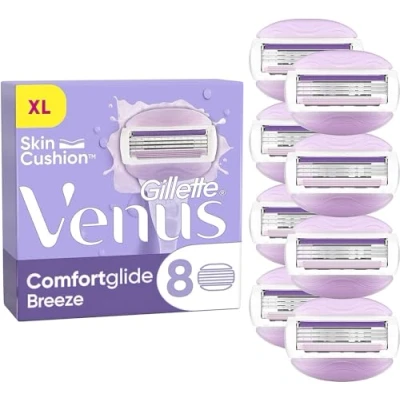 Afbeelding van Gillette Venus Comfortglide Breeze Razor Blade navullingen voor dames, 8 stuks, 3 ingebouwde mesjes een gladde, gladde scheerbeurt die lang meegaat