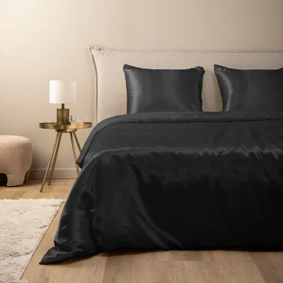 Afbeelding van Dekbedovertrek Silk Satin grijs Lits jumeaux (240x200/220 cm) Microvezel Effen GrijsZilver Fresh &amp; Co Ga naar