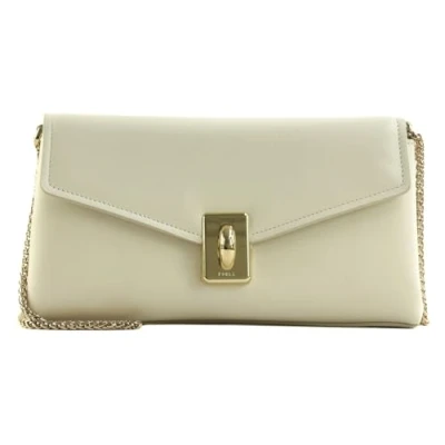 Afbeelding van FURLA Leren Schoudertas Avondtas Meridiana Crossbody Bag Panna Crème