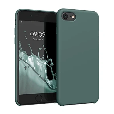 Afbeelding van kwmobile telefoonhoesje geschikt voor Apple iPhone SE (2022) / (2020) 8 7 Hoesje met siliconen coating Smartphone case in blauwgroen