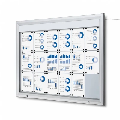 Afbeelding van Vergrendelbaar Notitiebord Outdoor Verlicht Logo Met Gasveer 18x A4