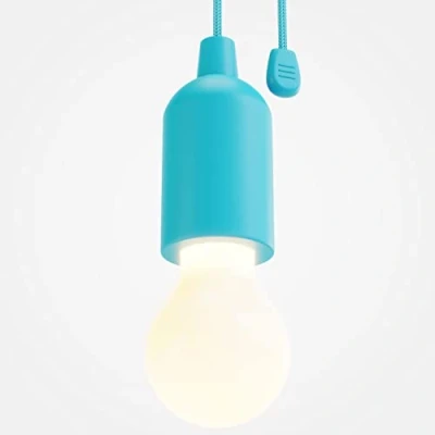 Afbeelding van greate. ledlamp op batterijen, blauw, pull light 1 W, met trekschakelaar incl. draadloze warmwit, mobiel licht, ideaal voor tuin, tent, camping, kledingkast, feestdecoratie