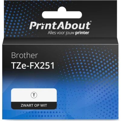 Afbeelding van Huismerk Brother TZe FX251 Tape Zwart op wit (24 mm)