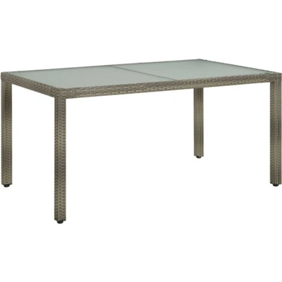 Afbeelding van vidaXL Tuintafel 150x90x75 cm gehard glas en poly rattan grijs