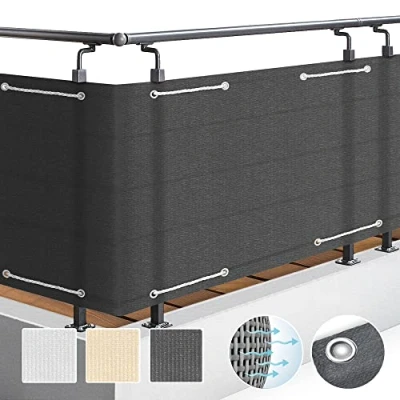 Afbeelding van Sol Royal SolVision balkonscherm HB2 HDPE ondoorzichtig polyethyleen privacyscherm 500x90 cm Antraciet windbescherming met bevestiging