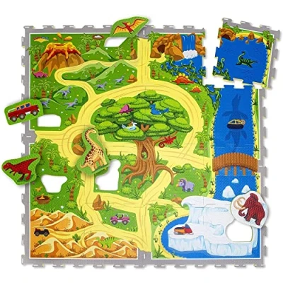 Afbeelding van Hakuna Matte Puzzelmat Dinosaurus safari (120 x 120 cm)