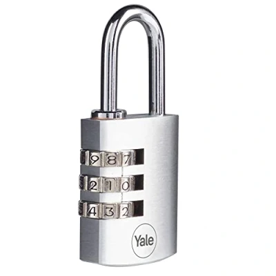 Afbeelding van Yale Hangslot van verchroomd messing met cijfercombinatie Y151B/30/125/1 zilver, behuizing 30 mm, beugel staal, combinatie 3 cijfers