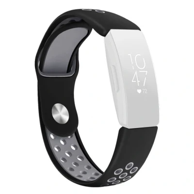 Afbeelding van Fitbit Inspire 1 / HR Ace 2 siliconen sportbandje Maat: Large Zwart + Grijs