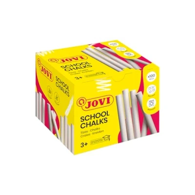 Afbeelding van Jovi CLASSCOLOR krijtjes, doos met 100 eenheden, witte kleur, ze produceren geen stof, gemakkelijk te wissen en zeer resistent, glutenvrij (1100)