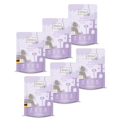 Afbeelding van MjAMjAM Premium natvoer voor katten Quetschie Kitten voortreffelijk kalf met zalmolie, pak van 6 (6 x 300 g), graanvrij extra vlees