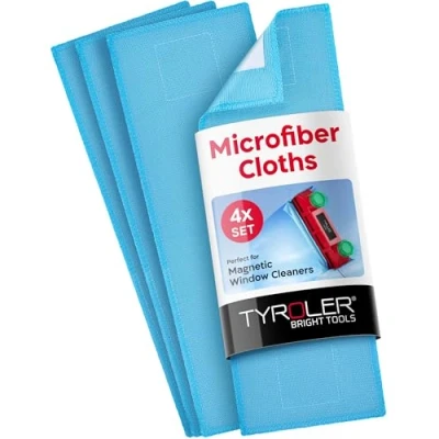 Afbeelding van Pakket van 4 vervangende microvezeldoekjes gebruikt met de Glider Magnetic Window Cleaner Superzacht, niet schurend Zeer absorberende doeken Beste voor glas, ramen en meer