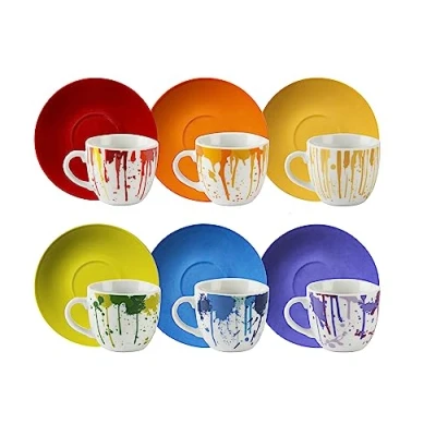 Afbeelding van Excelsa Dripping Espressokopjes, porselein, 90 cm, 6 stuks